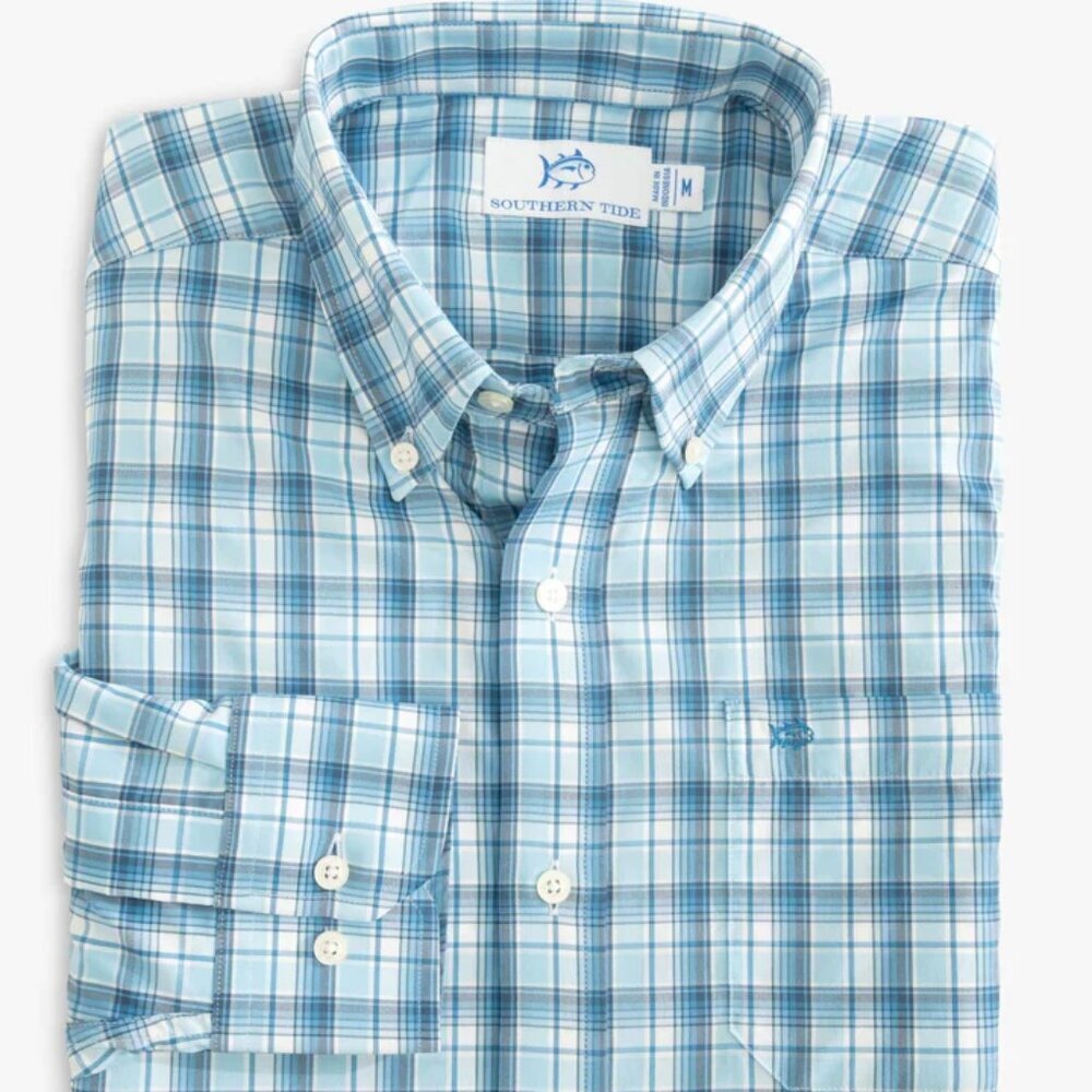 NWT Southern Tide Men's Plaid Brrr Intercoastal Performance Tidepoint Shirt S